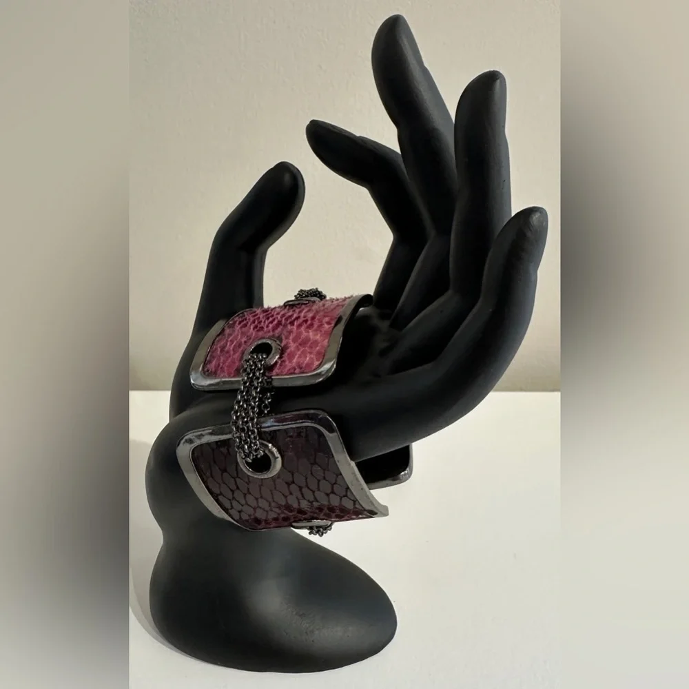 New Nine West Python-Print Chain Bracelet - Wine and Lilac Hues